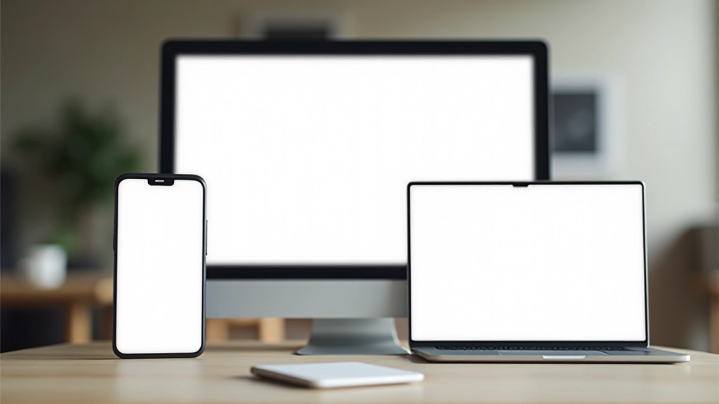 Três ecrãs lado a lado mostrando o mesmo site em telemóvel, tablet e desktop com tamanhos de letra ajustados proporcionalmente