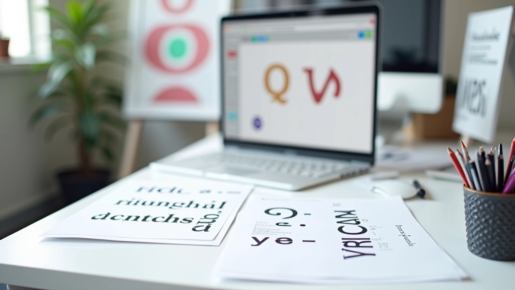 Documentos de design tipográfico mostrando diferentes escalas e combinações de fontes